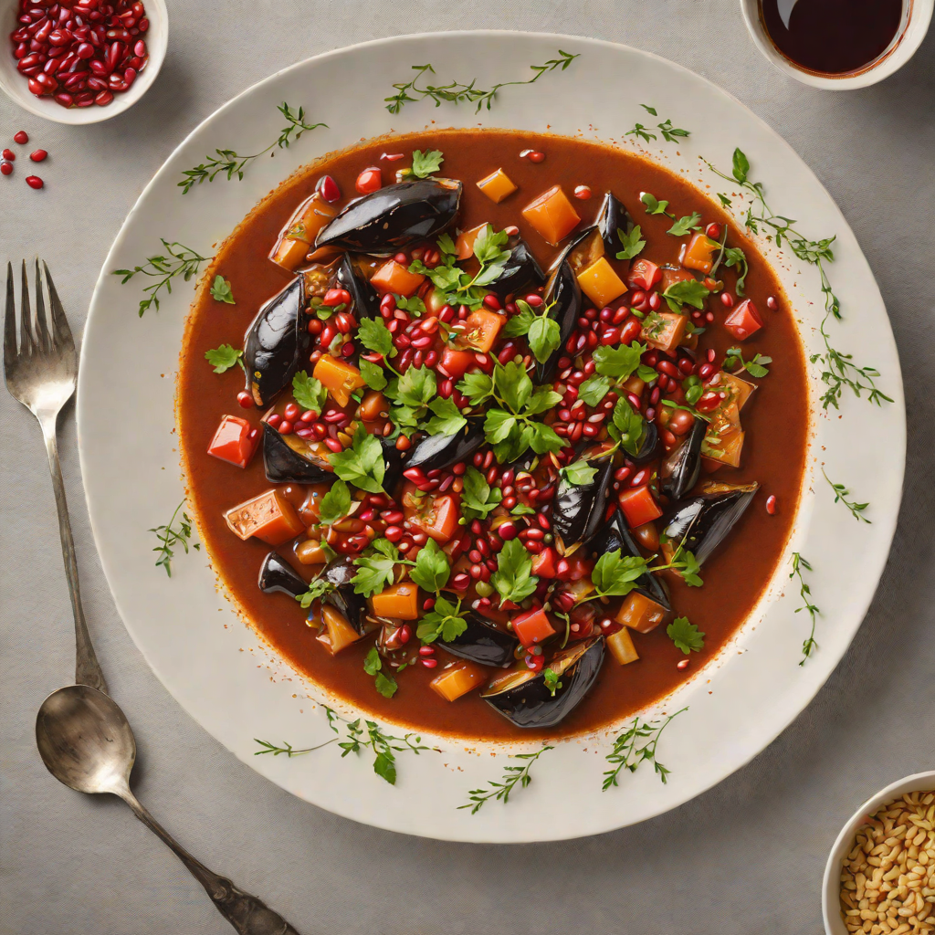 Herbed Eggplant and Tomato Stew with Pomegranate Molasses