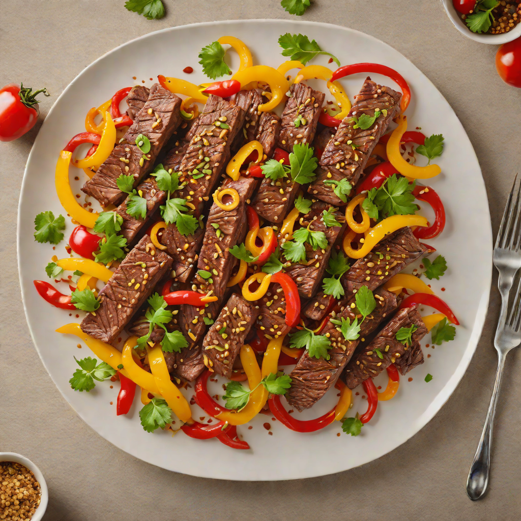 Pan-Seared Beef Strips with Garlic Soy Glaze and Bell Peppers