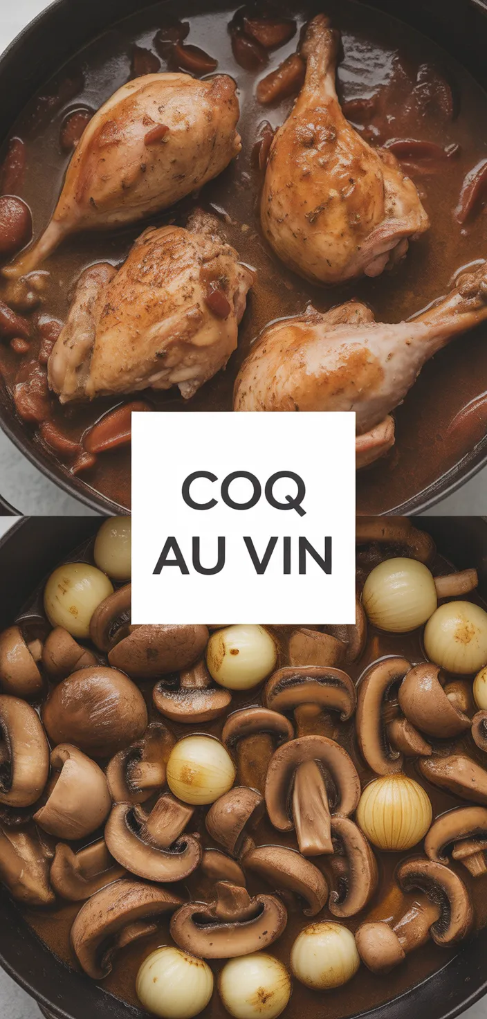 Authentic Coq au Vin with Mushrooms and Red Wine