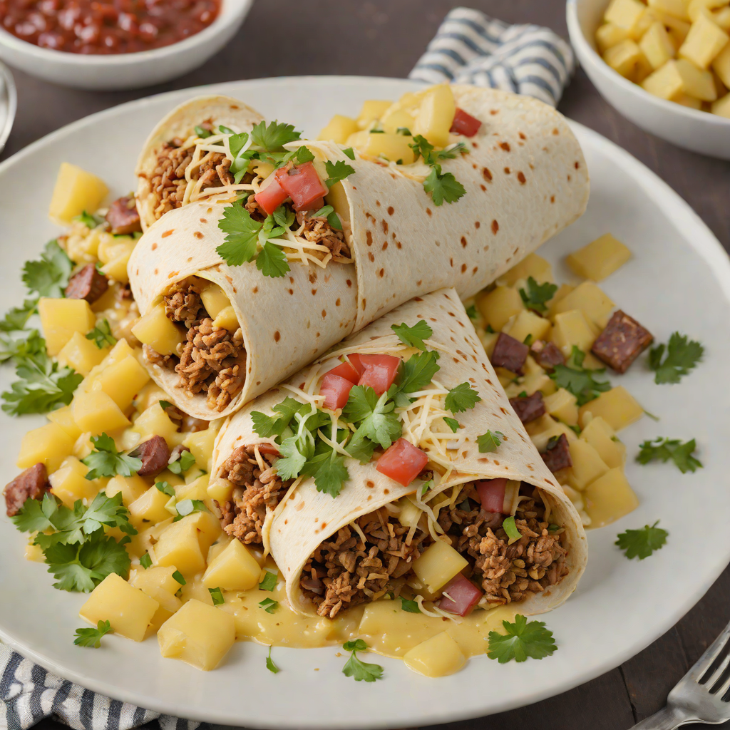 Denver-Style Smothered Breakfast Burrito with Sausage and Potatoes