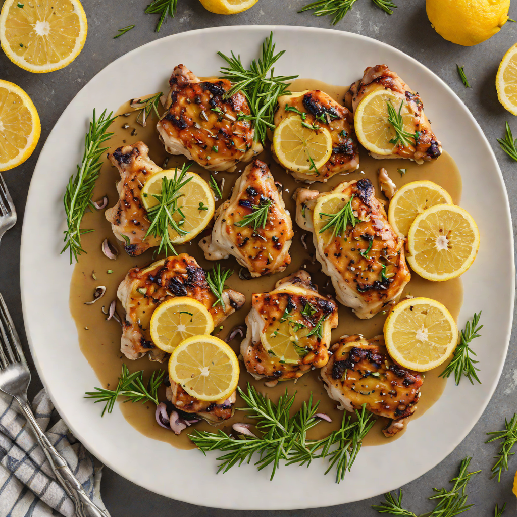 Charred Lemon-Rosemary Chicken Thighs with Garlic Pan Sauce