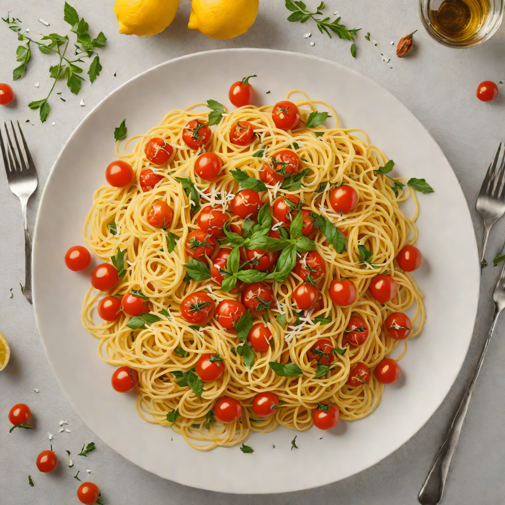 Lemon-Garlic Spaghetti with Roasted Cherry Tomatoes and Parmesan
