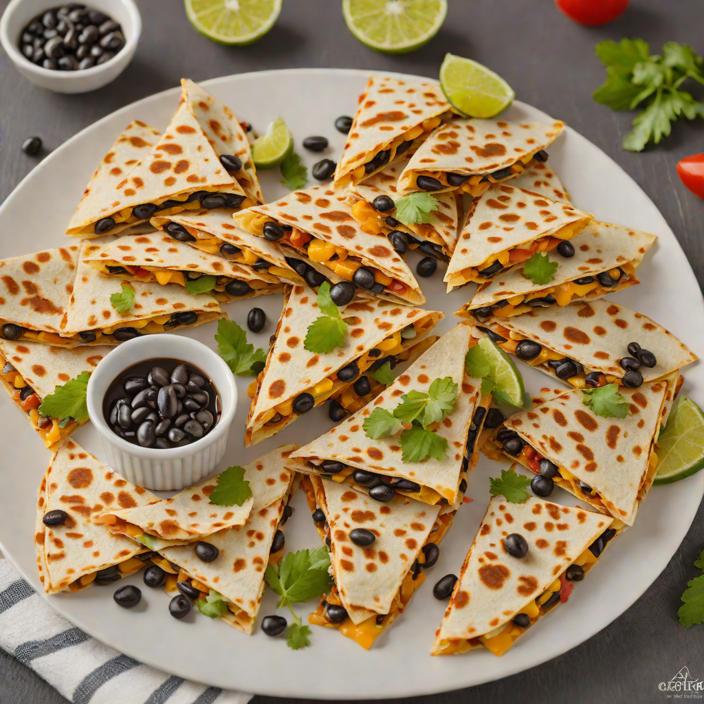 Mini Veggie-Packed Quesadillas with Cheddar and Black Beans