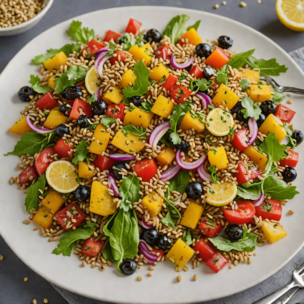 Rustic Wheat Berry and Roasted Vegetable Salad with Lemon-Tahini Dressing