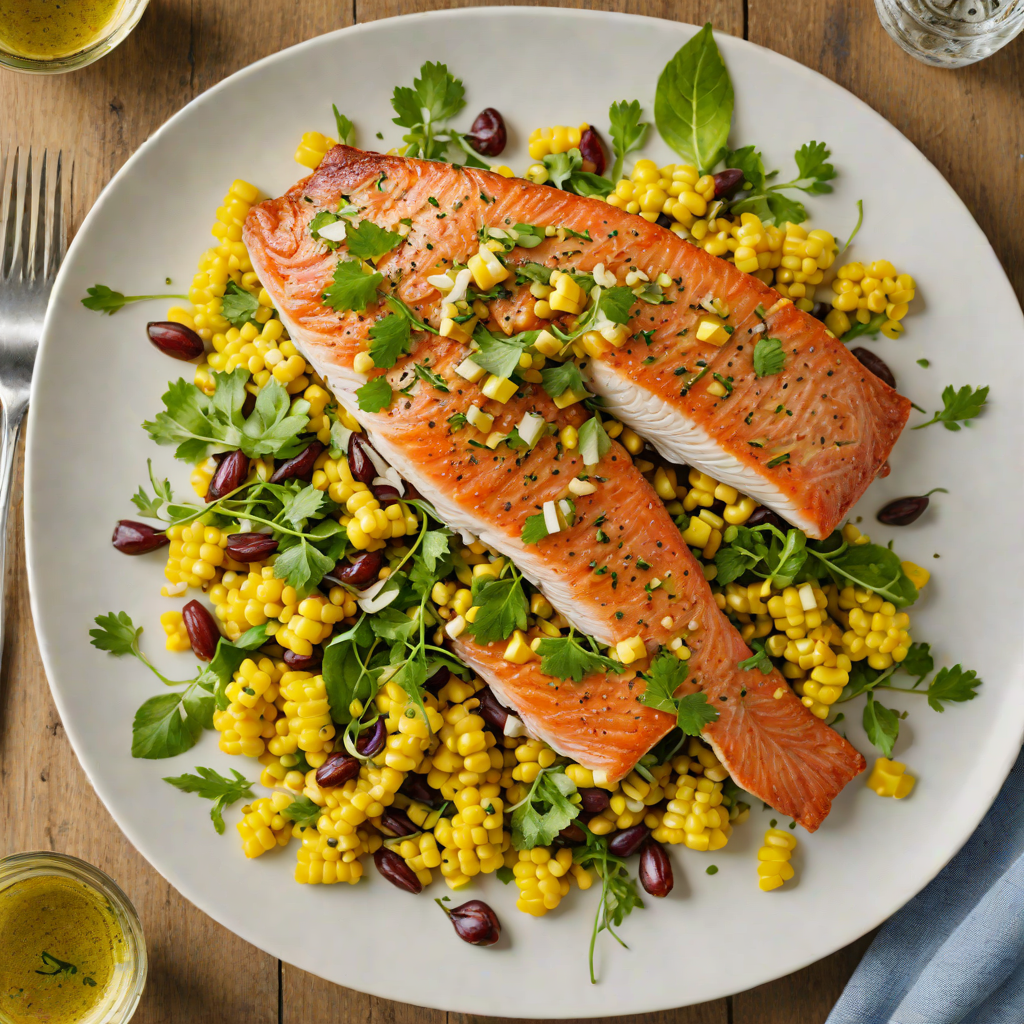 Pan-Seared Trout with Roasted Denver Sweet Corn and Herb Vinaigrette