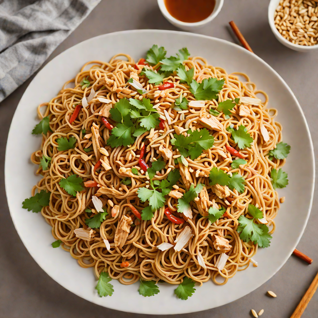 One-Pot Spicy Peanut Noodles with Shredded Chicken