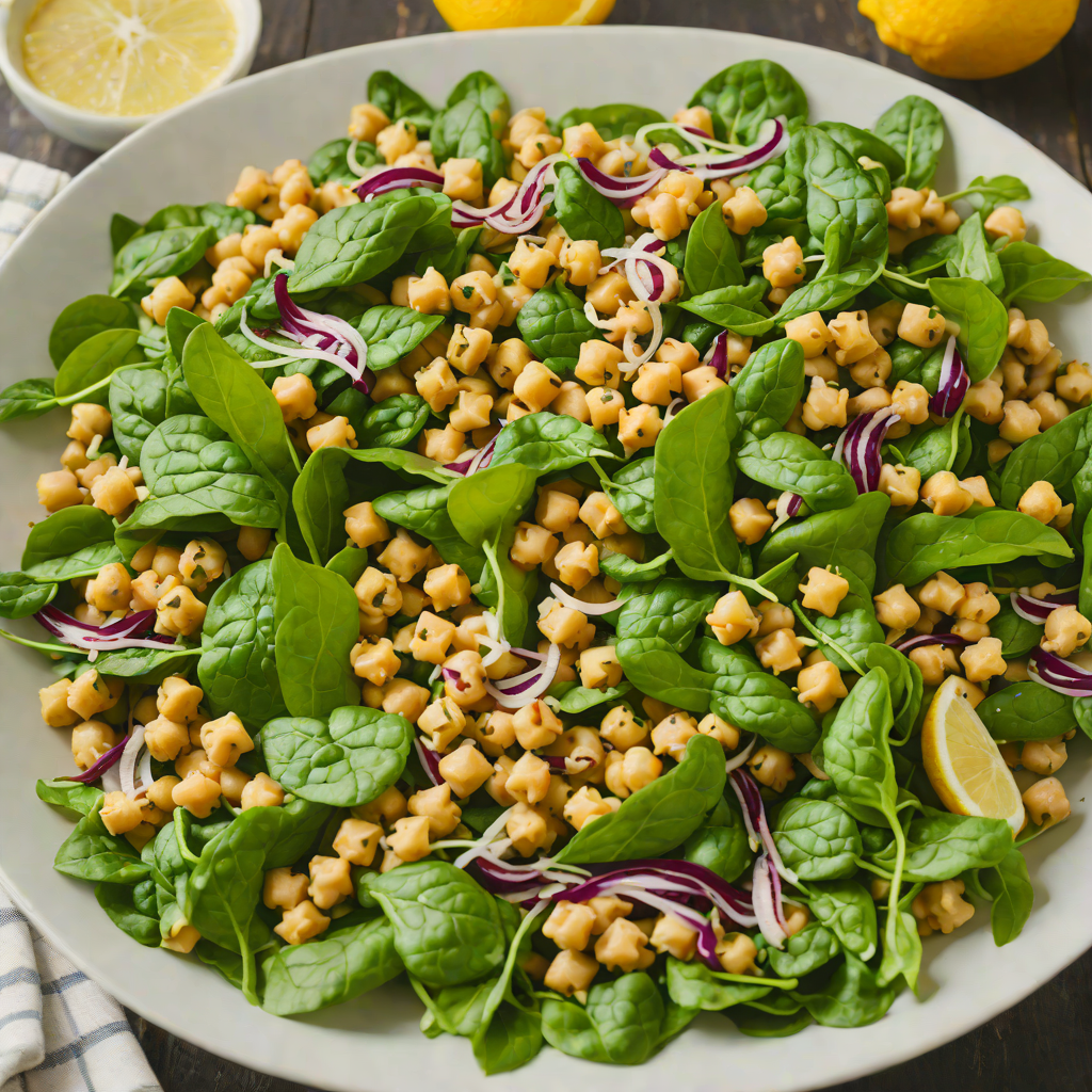 Simple Spinach and Chickpea Salad with Lemon-Tahini Dressing