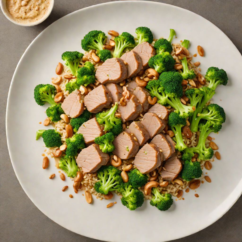 Stir-Fried Pork Tenderloin with Broccoli and Almond Sauce