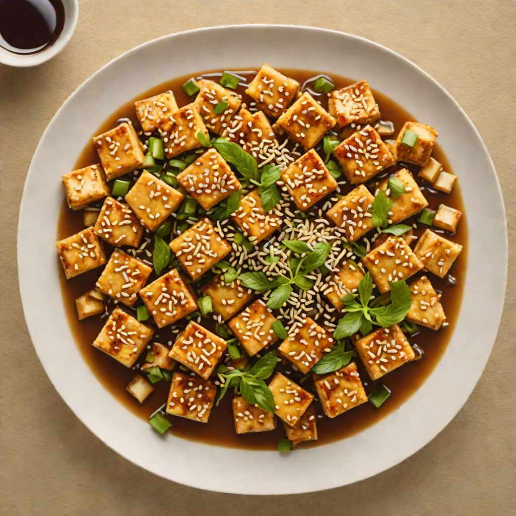 Stir-Fried Tofu with Ginger and Garlic in Sesame Sauce