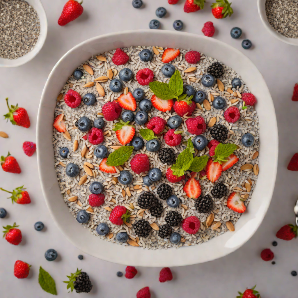 No-Bake Vegan Chia Seed Pudding with Coconut and Berries