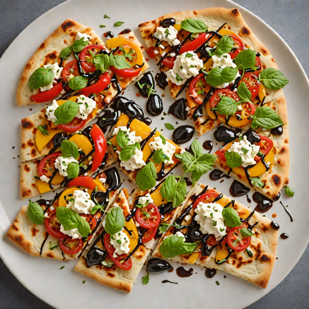 Charred Pepper and Goat Cheese Flatbread with Balsamic Glaze