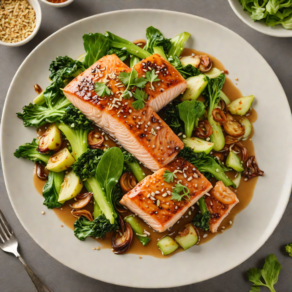 Garlic-Soy Glazed Salmon with Sautéed Bok Choy