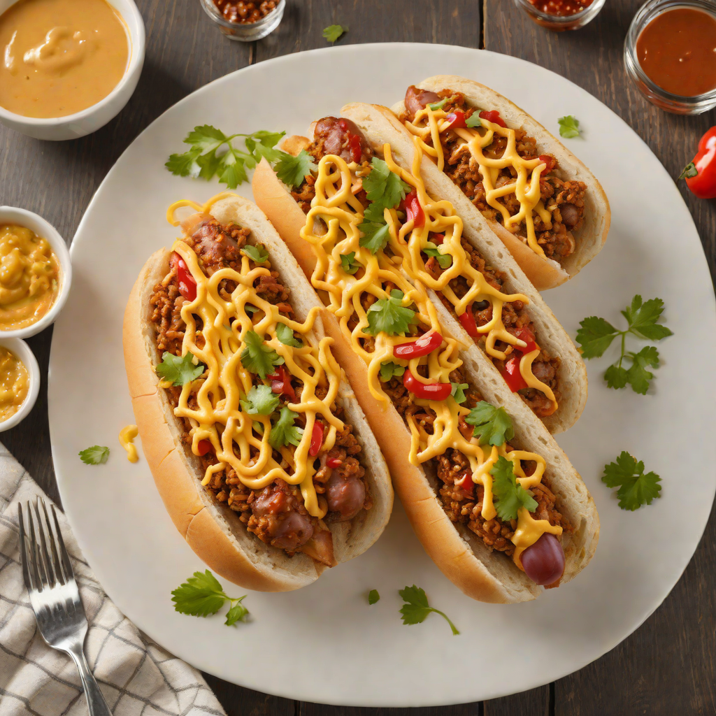 Grilled Hot Pepper and Cheese Sauce Chili Dog