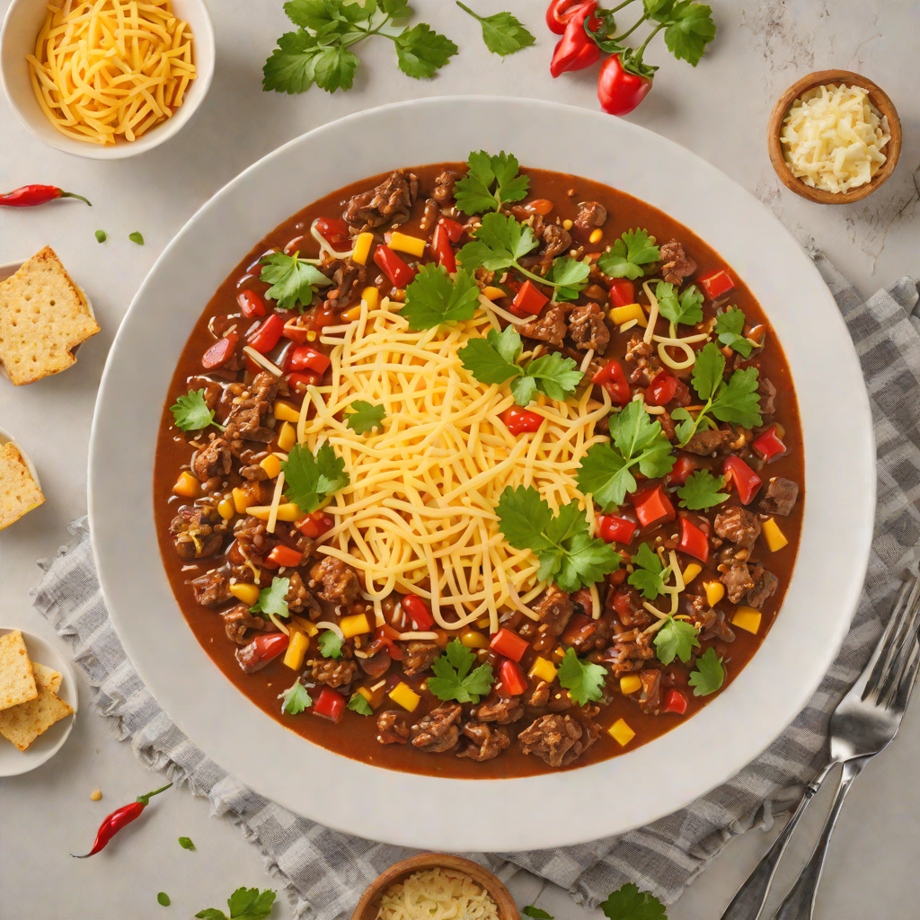 Slow-Cooked Beef Chili with Roasted Hot Peppers and Cheese