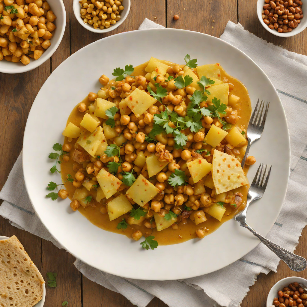 Buss-Up-Shut Roti with Curried Potato and Chickpeas