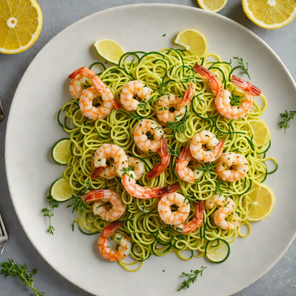 Sautéed Shrimp with Zucchini Noodles and Lemon-Thyme