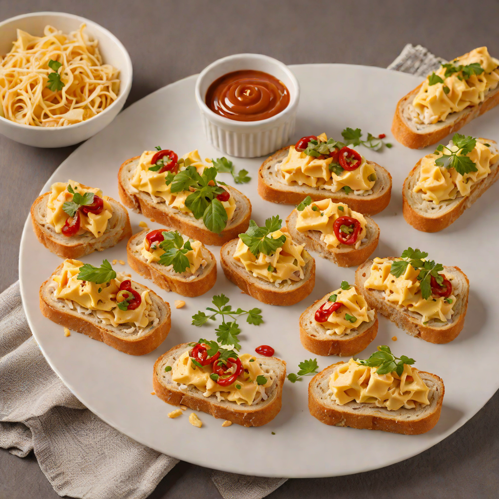 Toasted Baguette Slices with Spicy Chili Cheese Spread