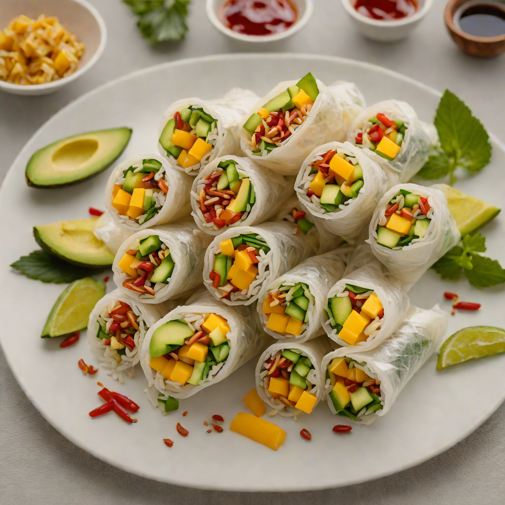 Quantum Teleportation-Inspired Layered Rice Paper Rolls with Spicy Mango and Avocado
