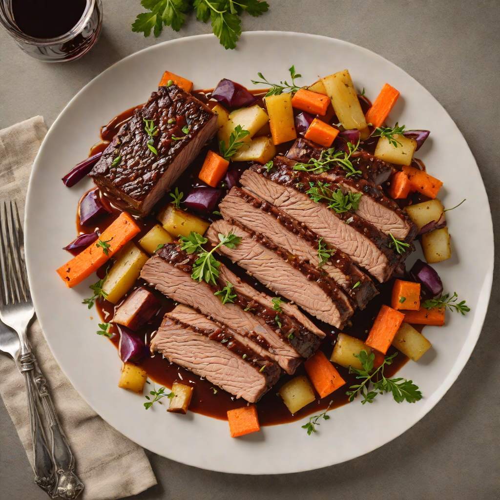 Kosher Red Wine-Braised Brisket with Root Vegetables
