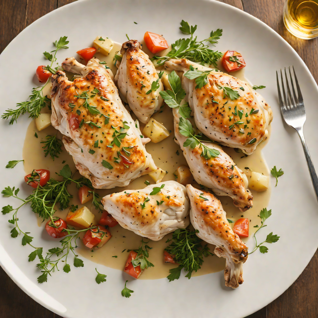 Pan-Roasted Kosher Chicken with Herb-Infused White Wine Sauce