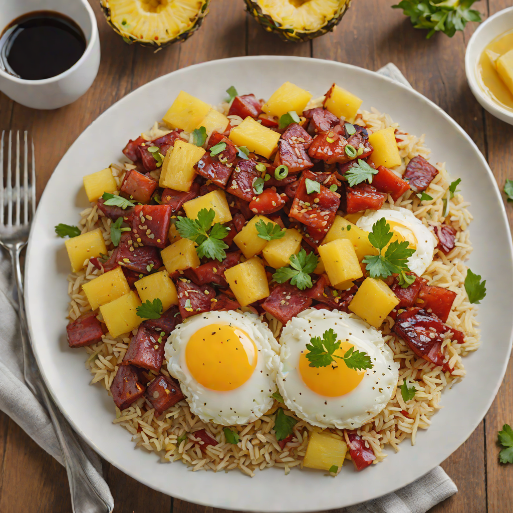 Sweet Tocino Breakfast Skillet with Pineapple and Garlic Rice