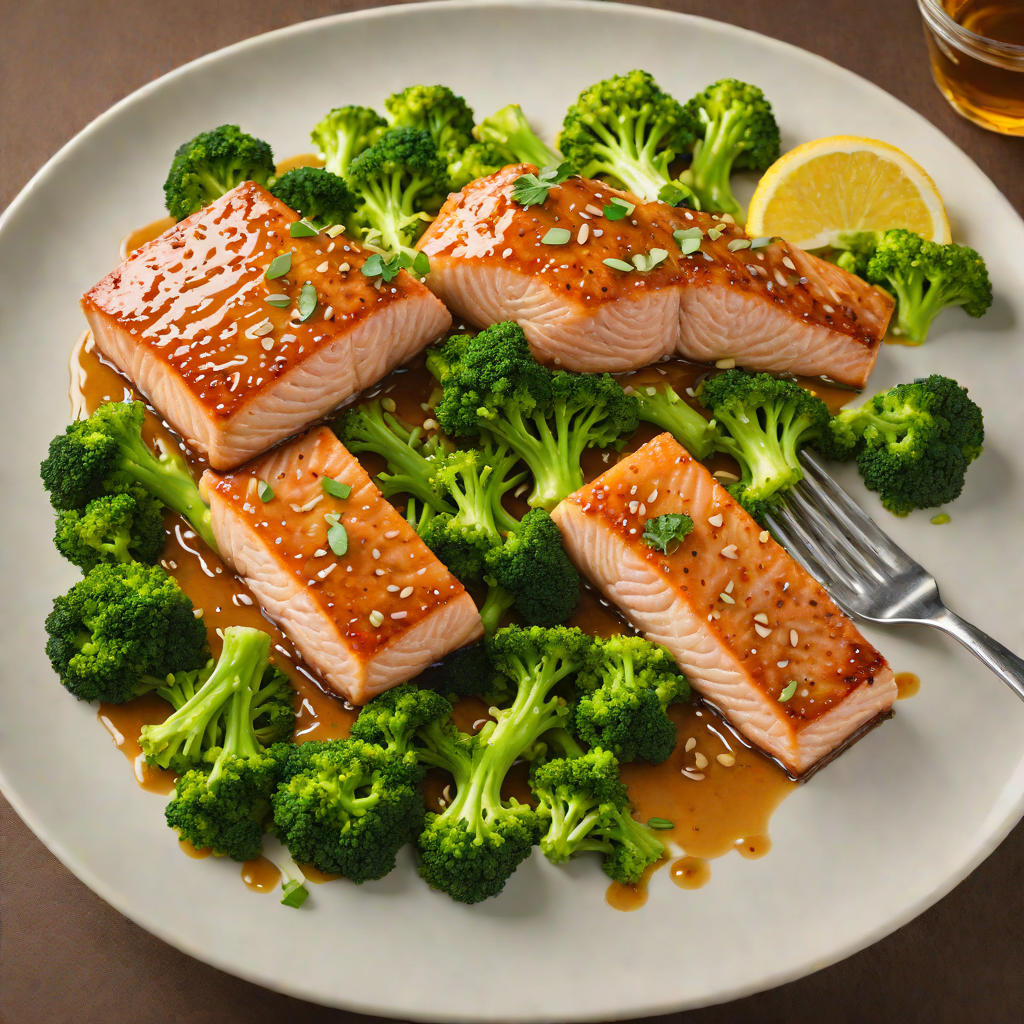 Honey-Garlic Glazed Salmon with Ginger Steamed Broccoli