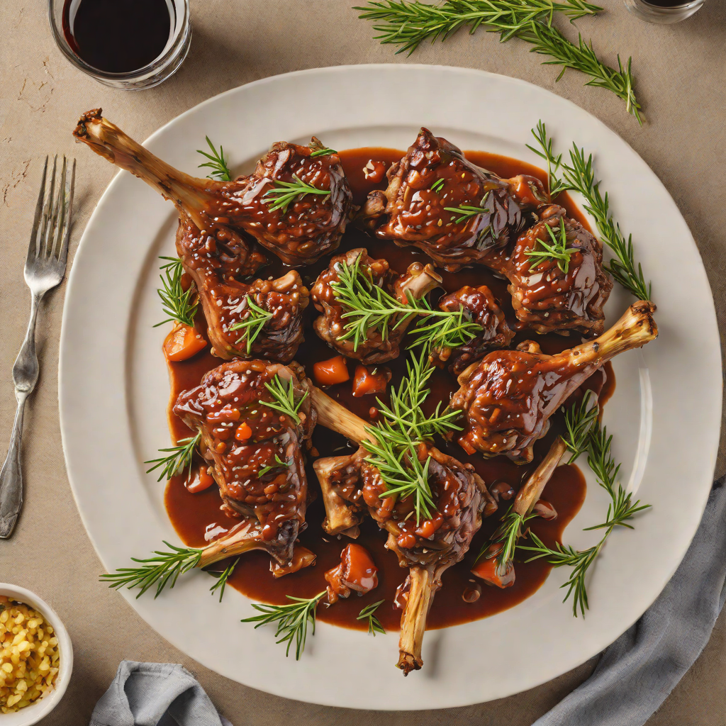 Sober Braised Lamb Shanks with Red Wine and Rosemary