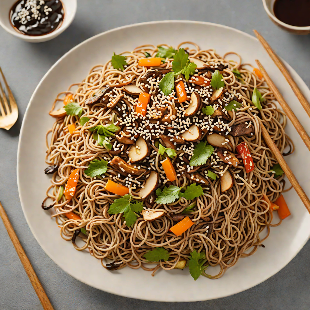 Stern Soba Noodle Stir Fry with Sesame and Shiitake