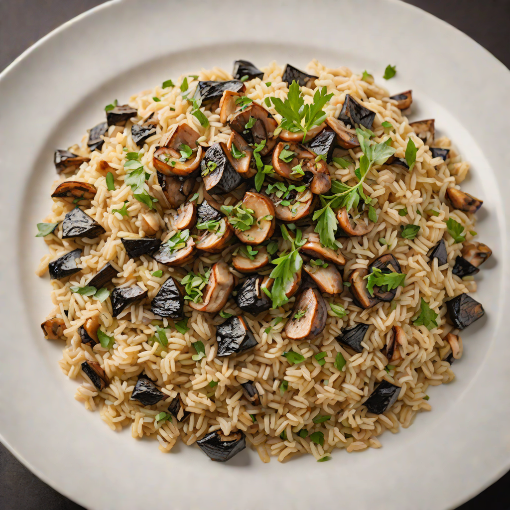 Quantum-Entangled Black Garlic and Mushroom Risotto