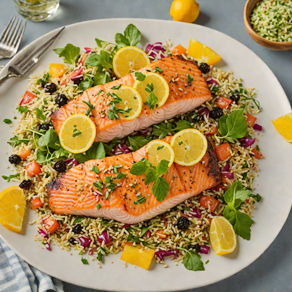 Pan-Seared Salmon with Citrus Herb Vinaigrette and Quinoa Salad