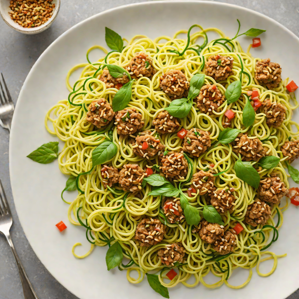 Sautéed Zucchini Noodles with Spiced Ground Turkey