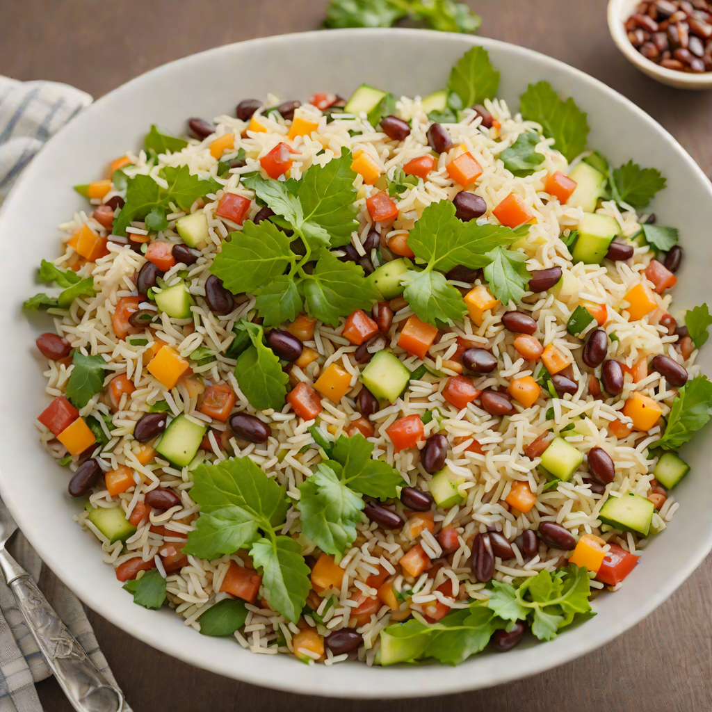 Layered Rice and Bean Salad with Citrus Dressing