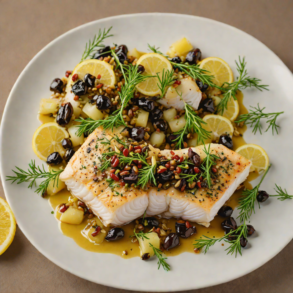 Lemon-Dill Roasted Cod with Olive Tapenade