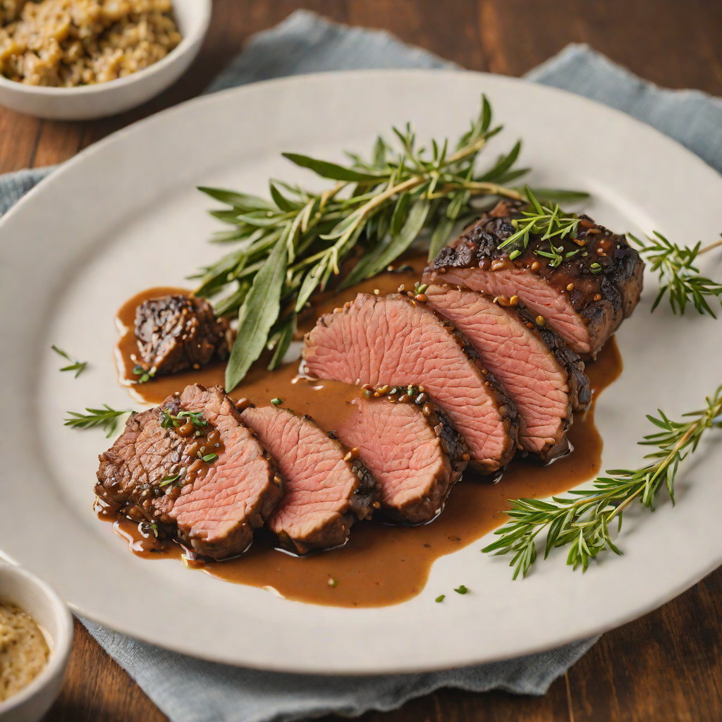 Roasted Colorado Bison with Juniper and Sage Pan Sauce