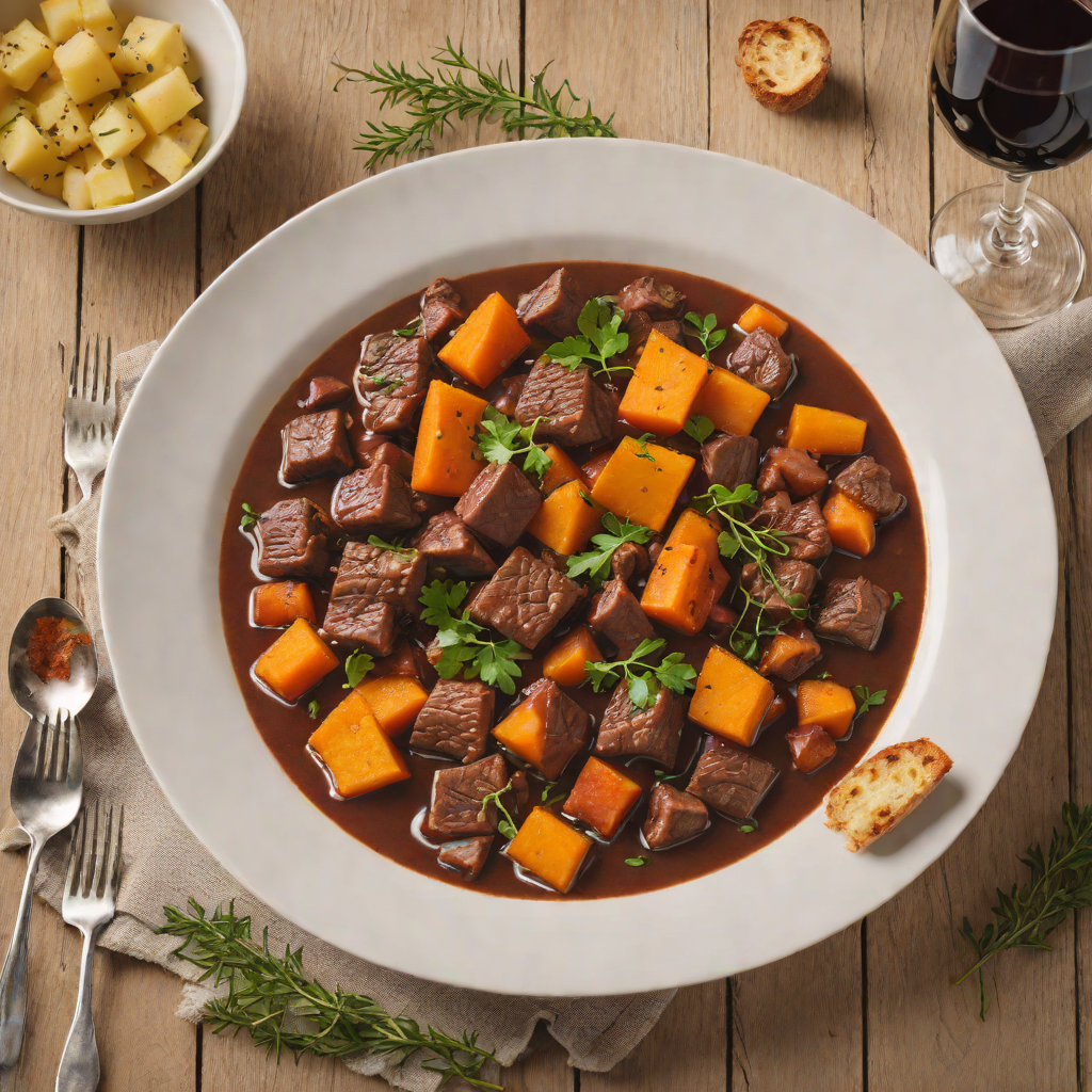 Slow-Cooked Venison Stew with Kumara and Red Wine