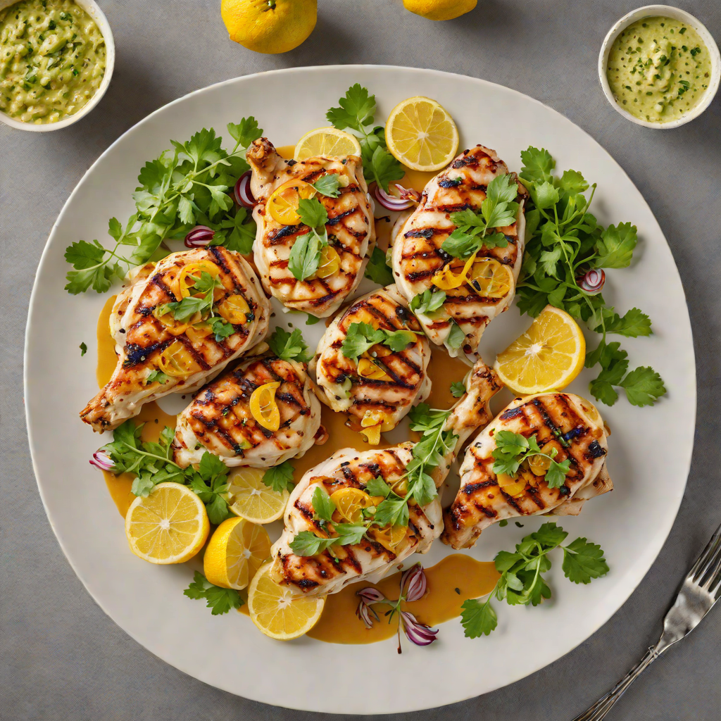 Grilled Citrus-Marinated Chicken with Garlic Herb Sauce