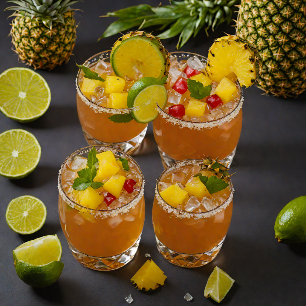 Tropical Dark Rum Punch with Pineapple and Lime