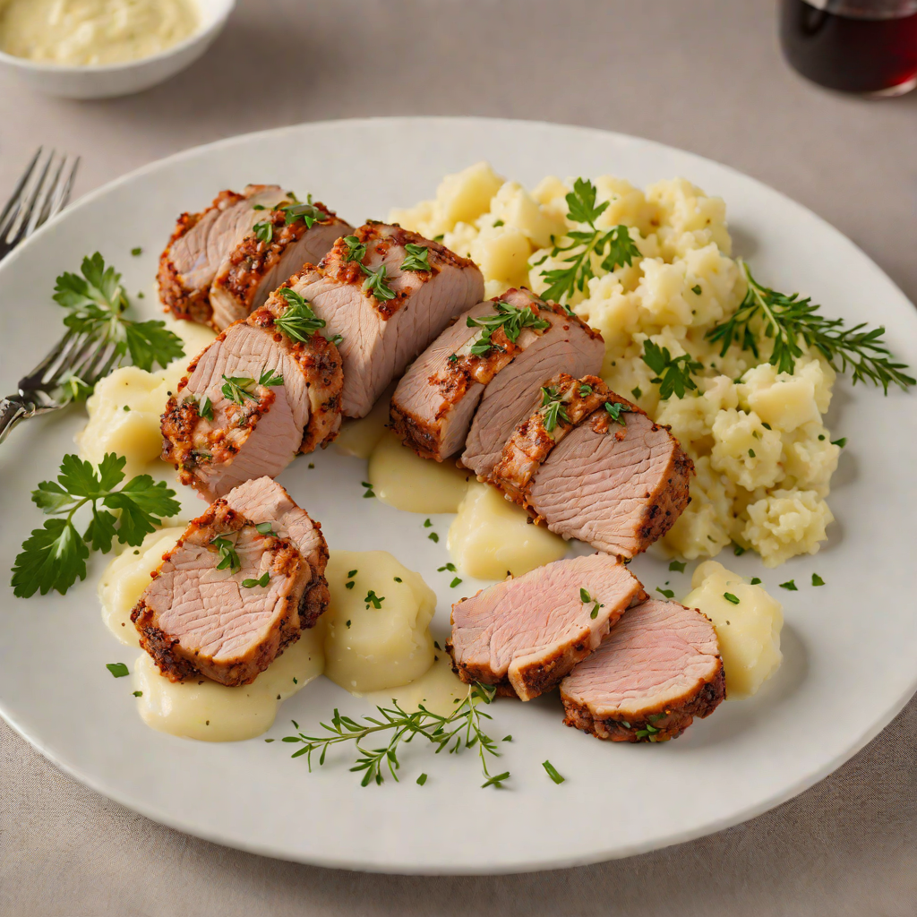 Baked Italian Herb-Crusted Pork Tenderloin with Garlic Mashed Potatoes