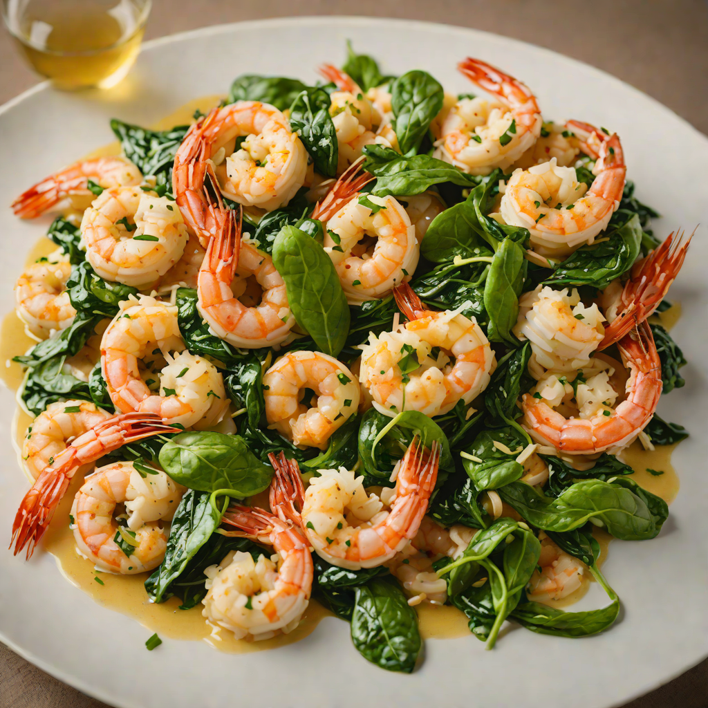 Sautéed Garlic Shrimp with Spinach and White Wine Sauce