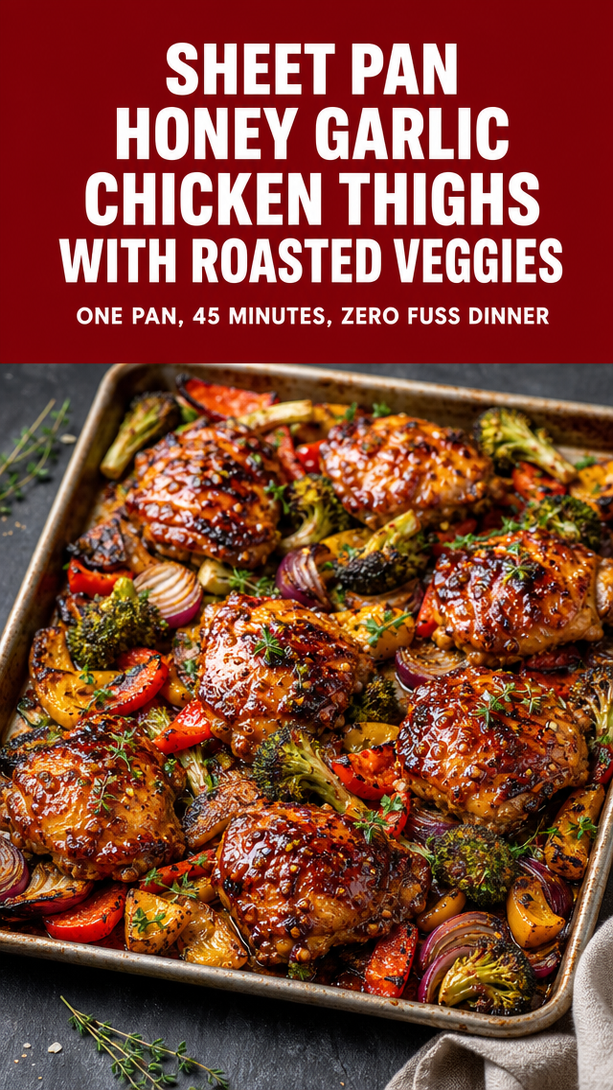 One-Pan Honey-Garlic Glazed Chicken Thighs with Roasted Vegetables