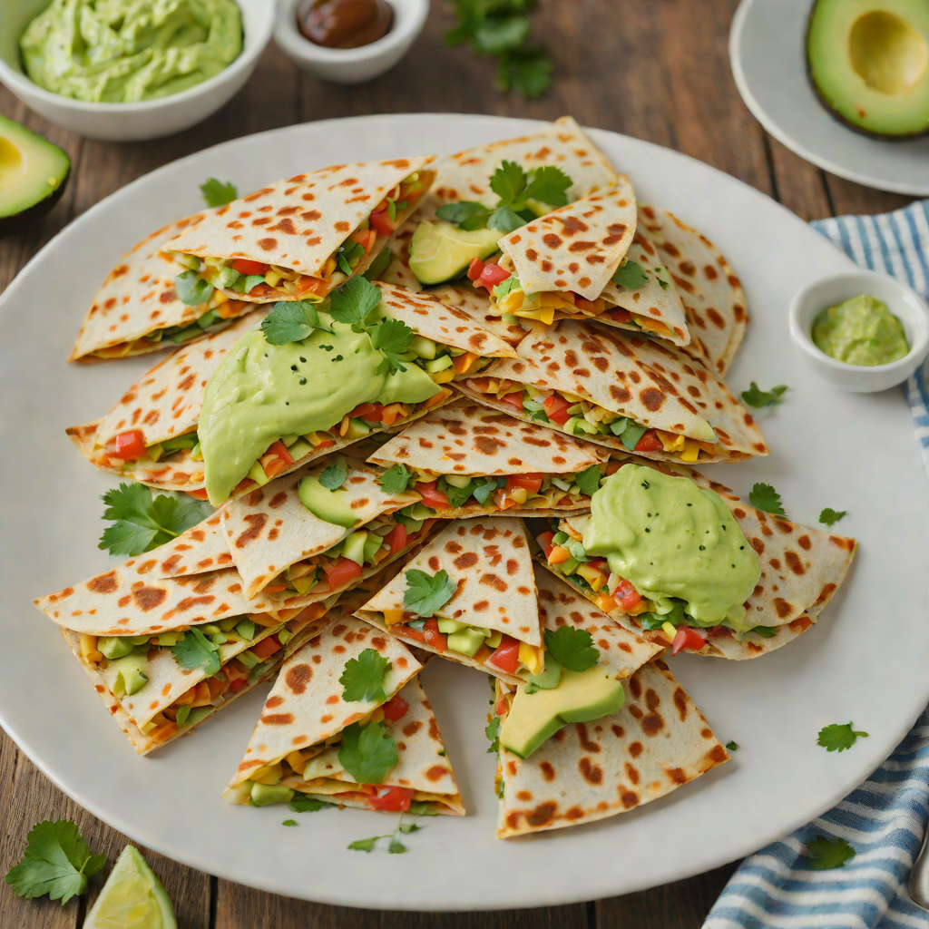 Mini Veggie-Packed Quesadillas with Avocado Crema