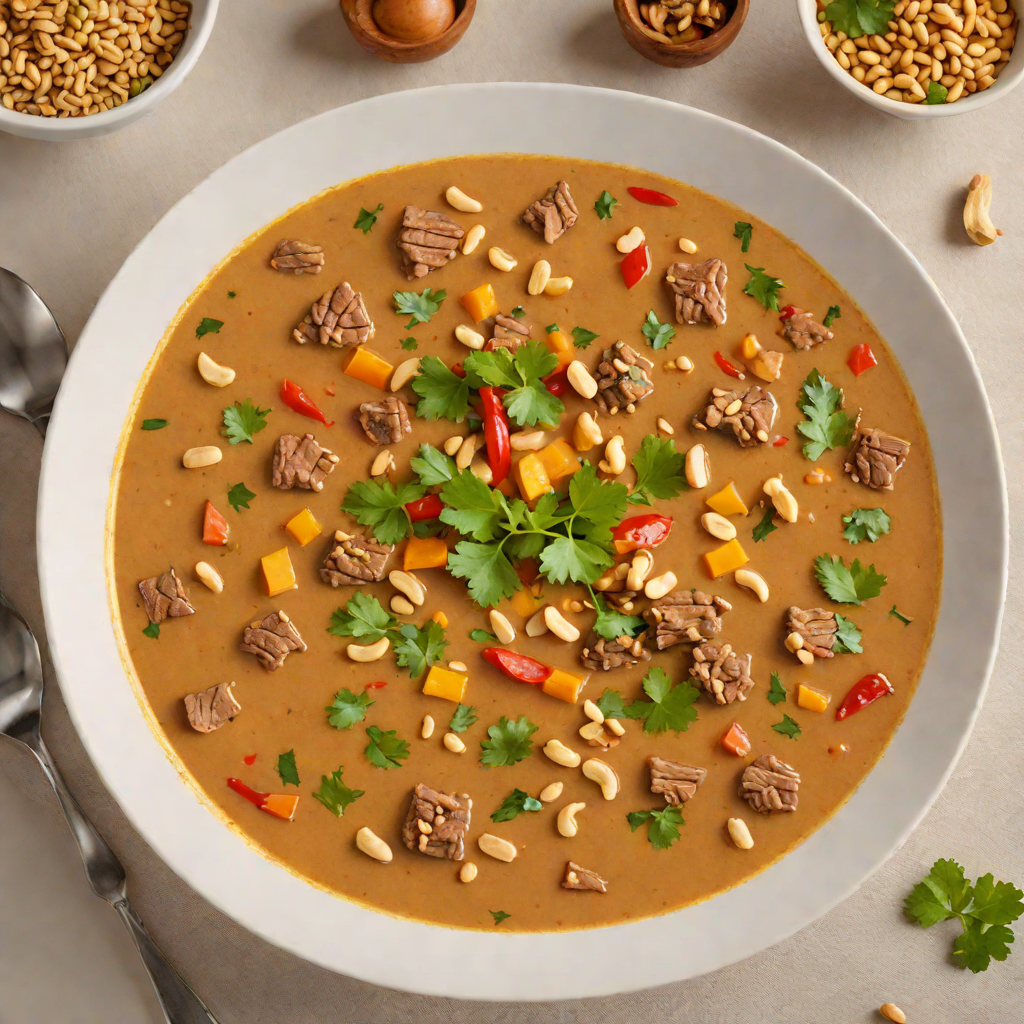 Spicy Groundnut Soup with Beef and Vegetables