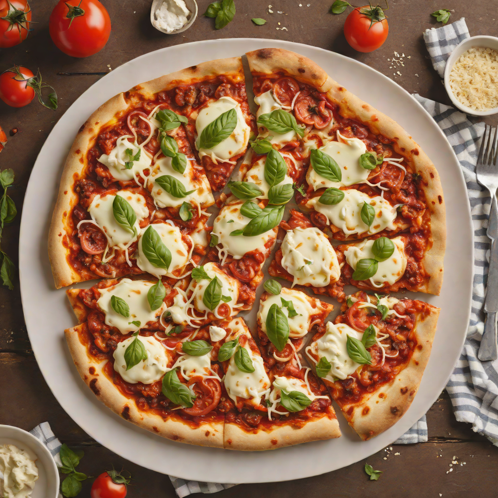 Individual Thin-Crust Pizza with Spicy Tomato Sauce and Mozzarella
