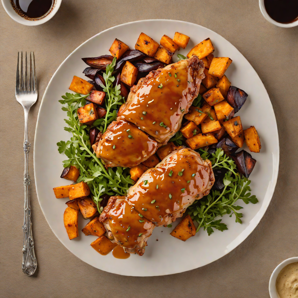Honey-Garlic Glazed Chicken with Roasted Sweet Potatoes