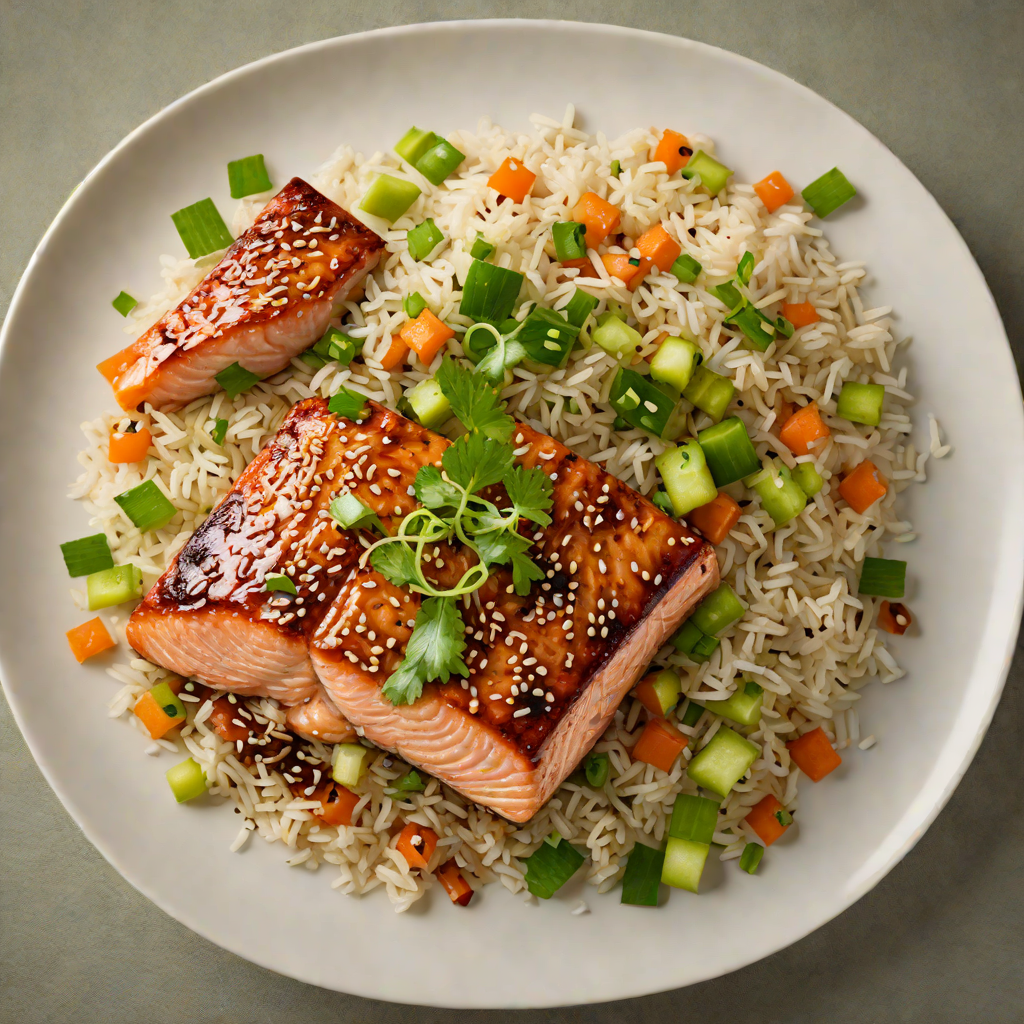 Sesame-Soy Glazed Salmon with Ginger Scallion Rice