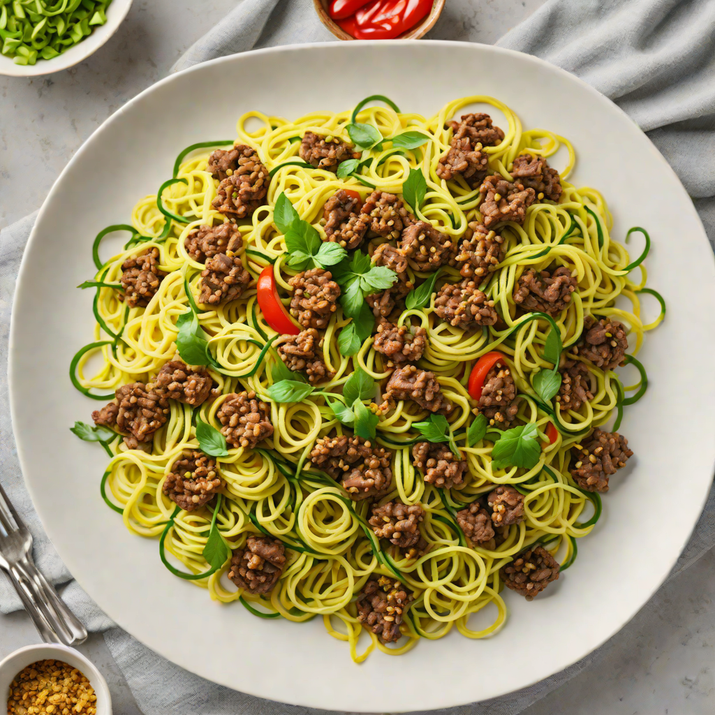 Sautéed Zucchini Noodles with Spiced Ground Beef