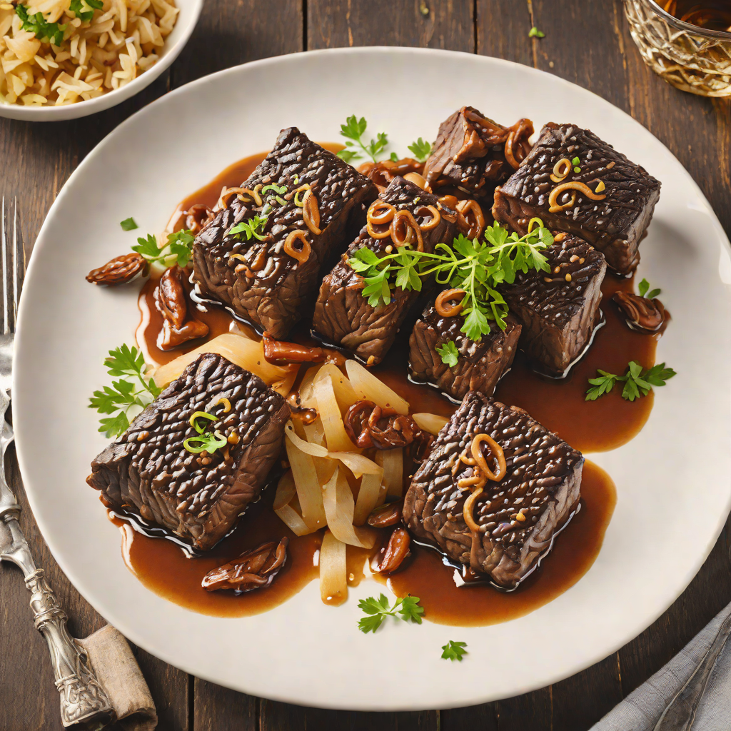 Whiskey-Infused Braised Short Ribs with Caramelized Onions