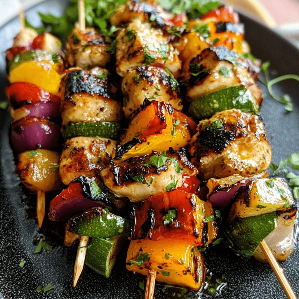 Half-Moon Chicken and Vegetable Skewers