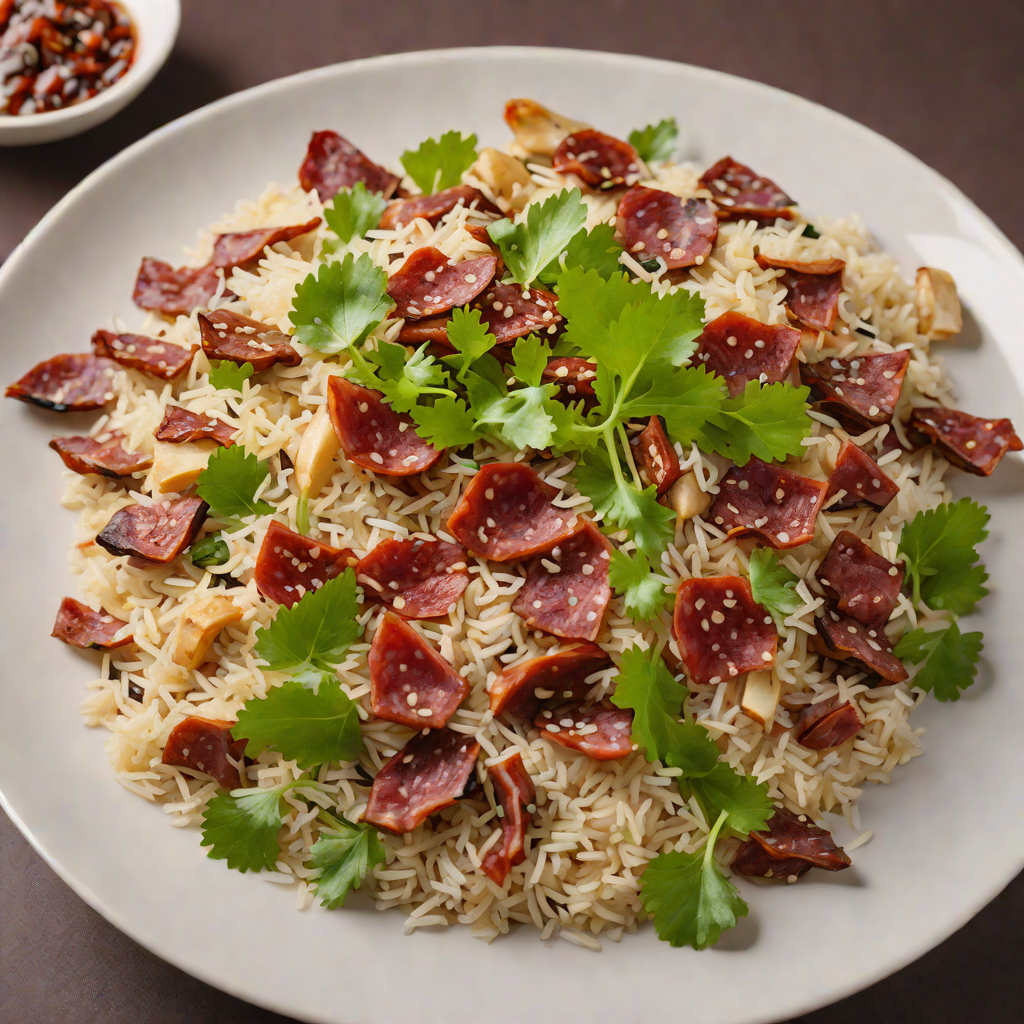 Cantonese-Style Lotus Leaf Rice with Chinese Sausage and Mushrooms