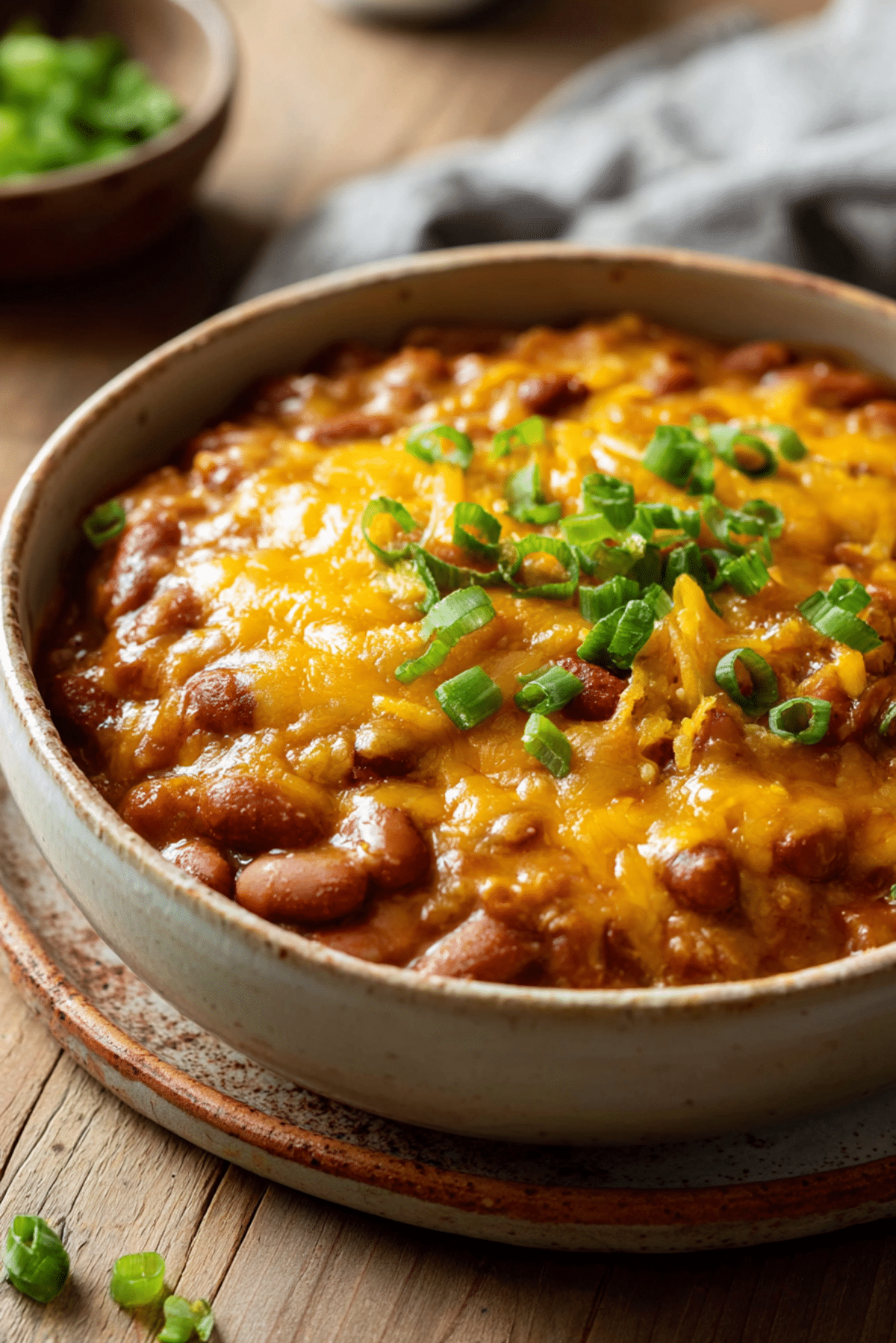 Cheesy Pinto Beans with Caramelized Onions